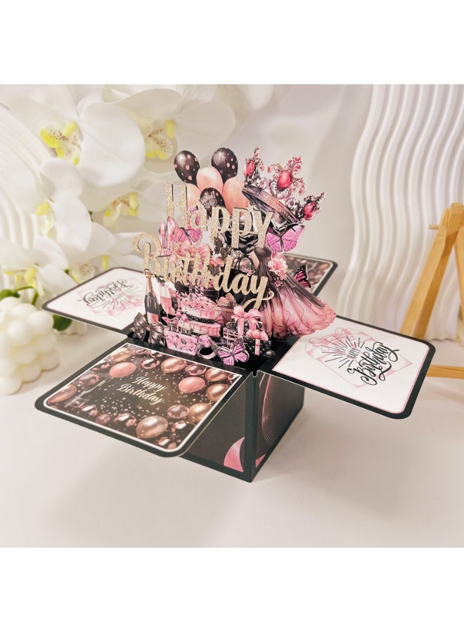 جاياتو بطاقة عيد ميلاد سعيد ثلاثية الأبعاد، صندوق مغلف هدايا احتفالي إبداعي مقطوع بالورق، بطاقات تهنئة لأعياد الميلاد الورقية مع بطاقة فارغة ومغلف، هدية عيد ميلاد فريدة للنساء والرجال والأطفال والزوج والزوجة - Image 2